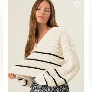 NWT Altar’d State‎ Striped Chenille V-Neck Sweater
